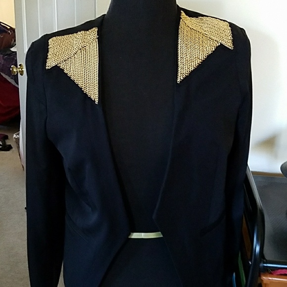 Black Blazer with gold shoulder embellishment - Picture 1 of 3